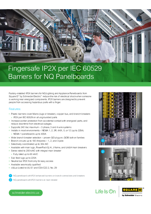Image of IP2X Fingersafe Barriers for NQ Panelboards - Brochure