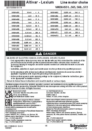 Image of Instruction sheet - Line & motor choke 3 phase: VW3A4551-572