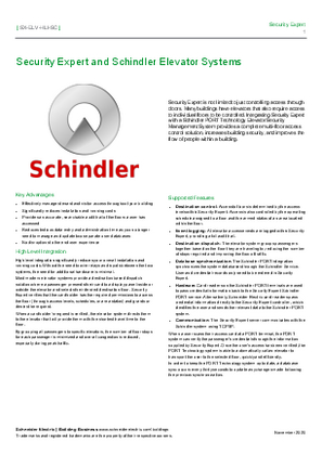 Image of SX-ELV-HLI-SC Security Expert - Schindler Elevator Systems - Specification Sheet