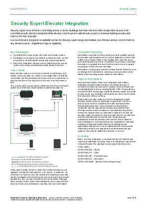Image of ELEVATOR Security Expert - Elevator Integration - Specification Sheet