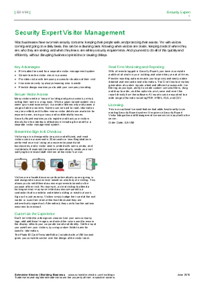 Image of SX-VIM Security Expert - Visitor Management - Specification Sheet