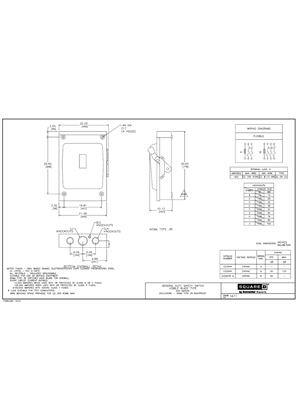 Image of Technical drawing for 2D CAD: General Duty Safety Switches, 400A, Visible Blade, NEMA Type 3R Rainproof