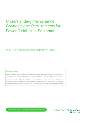 Image of Understanding Maintenance Contracts and Requirements for Power Distribution Equipment White Paper