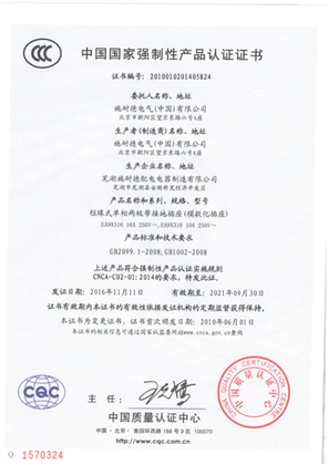 的映像 Easy 9 模数化插座中国强制性产品认证证书