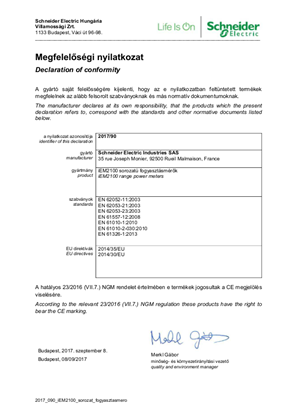 Image of iEM2100 sorozat megfelelési nyilatkozat