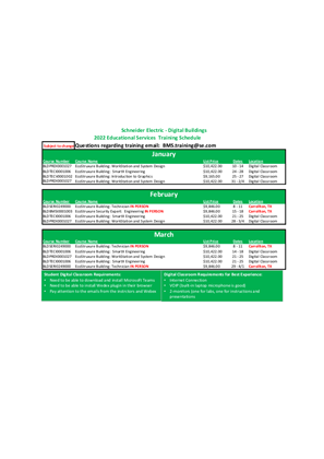 Image of 2022 Training Schedule 12_3_21