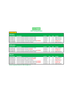 Image of 2024 Training Schedule _Q1_updated10 4