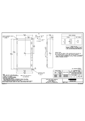 Image of 2D CAD: Heavy Duty Safety Switches, 600A, Visible Blade, Enclosure NEMA Type 12, 4, 4X, 5 Stainless Steel