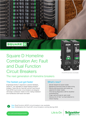 Image of Square D HomeLine Combination Arc Fault and Dual Function Circuit Breakers Brochure