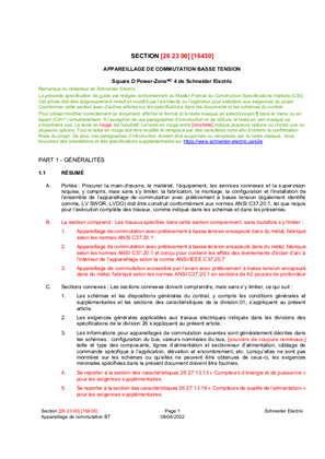 Image of 26 23 00 LV Switchgear French Specifications