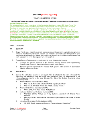 Image of 26 27 13.23 Tenant Sub-Metering System CSI Specification