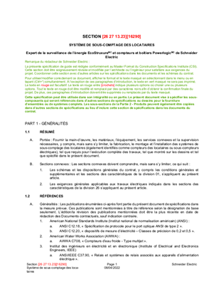 Image of 26 27 13.23 Tenant Submetering System French Specifications