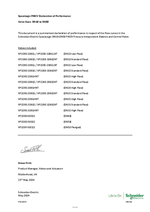 Image of SpaceLogic DN10-50 PIBCV Declaration of Performance