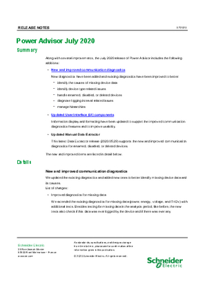 Image of EcoStruxure Power Advisor Release Notes July 2020