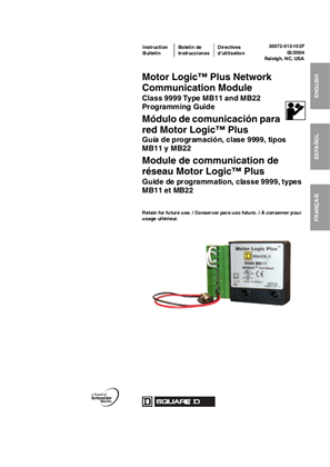 Image of Motor Logic Plus Network Communication Module, Class 9999 Type MB11 and Type MB22 Programming Guide