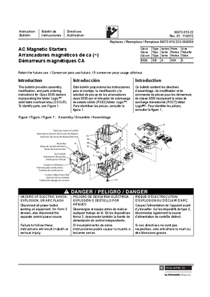 Image of AC Magnetic Starters, Class 8536 Type SB, Form H3, Series A, Size 0 Installation Instructions