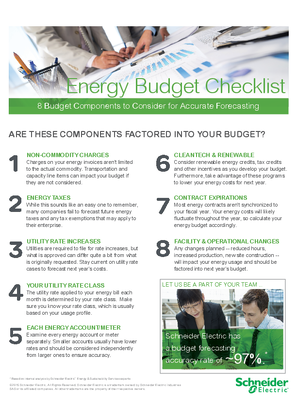 Image of Energy Budget Checklist