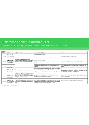Image of Compliance Pack Matrix to 21 CFR Part 11 - EcoStruxure Building Operation