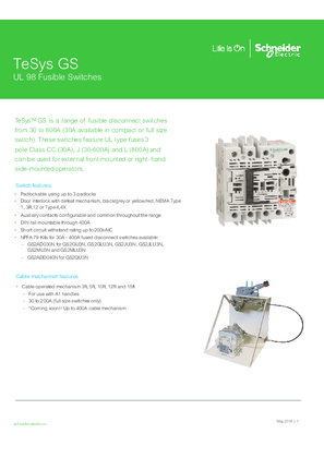 Imagen de TeSys GS UL 98 Fusible Switches - Handout