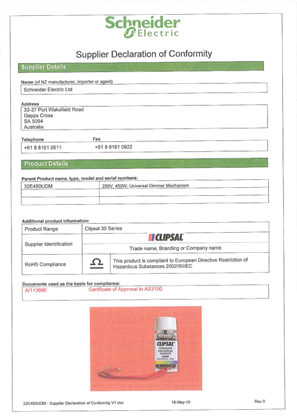 Image of Standard Series, Declaration of Conformity