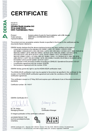 Image of KEMA certificate Dekra