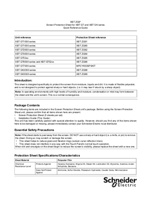 Image of XBTZG6, Screen Protection Sheet for XBT GT and XBT GK series