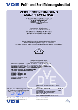 Image of VDE certificate