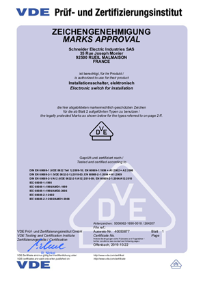 Image of VDE certificate