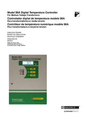 Model 98a Digital Temperature Controller Schneider Electric
