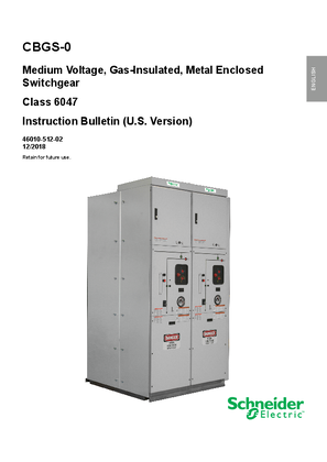 Image of CBGS-0 Medium Voltage, Gas-Insulated, Metal Enclosed Switchgear Instruction Bulletin (U.S. Version)