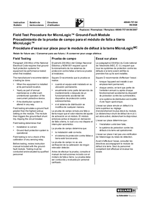 Image of Field Test Procedures for MicroLogic Ground-fault Modules - Instructions