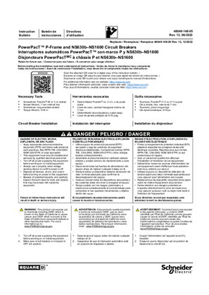 Image of PowerPacT P-Frame Circuit Breakers Installation and User Guide