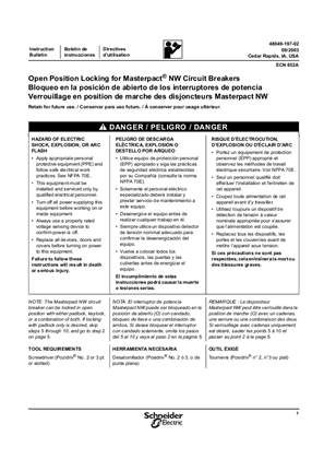 Image of Open Position Locking for MasterPacT NW Circuit Breakers Installation Instructions