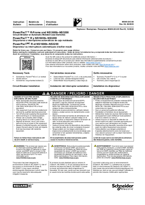 Image of PowerPacT R-Frame and NS1600b–NS3200 Circuit Breaker Installation Instructions