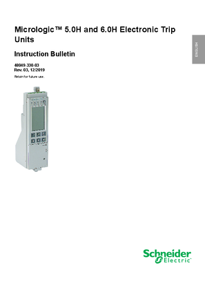 Image of Micrologic 5.0H and 6.0H Electronic Trip Units Installation and User Guide