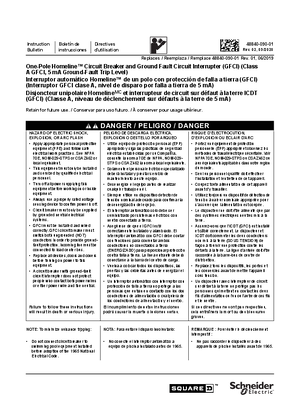 Image of One-Pole HomeLine Circuit Breaker and Ground Fault Circuit Interrupter (GFCI) Installation Instructions