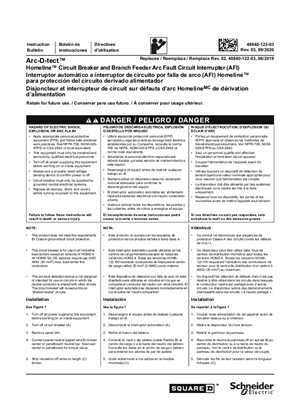 Image of Arc-D-tect HomeLine Circuit Breaker and Branch Feeder Arc-fault Circuit Interrupter (AFI) Installation Instructions
