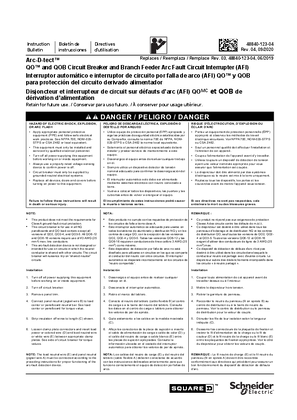 Image of QO/QOB AFCI Arc Fault Circuit Interrupter Installation Instructions