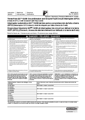 Image of QO/QOB 3-Pole GFCI Installation Instructions