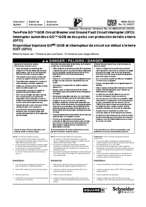 Image of Two-Pole QO/QOB Circuit Breaker and GFCI Installation Instructions