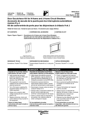 Image of Door Escutcheon Kit for H-frame and J-frame Circuit Breakers - Installation Instructions