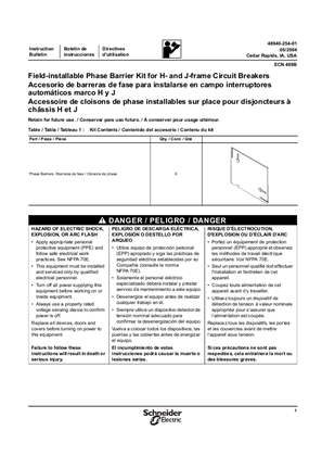 Image of Field-installable Phase Barrier Kit for H- and J-frame Circuit Breakers - Installation Instructions