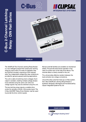 Image of Technical data sheet for 5002RL20 C-bus latching relay