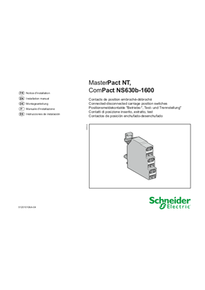 イメージ MasterPact NT, ComPact NS630b-1600 - Connected / Disconnected carriage position switches - Instruction Sheet