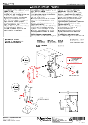 イメージ TeSys GS - GS2AH106 - Handle for direct operator GS1DU/GS1DDU 30 A - Instruction Sheet