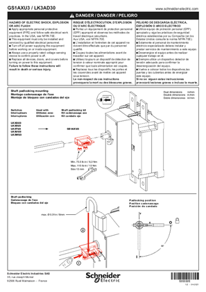 イメージ TeSys GS - GS1AXU3/LK3AD30 - Shaft padlocking kit - Instruction Sheet