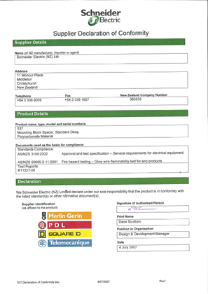 Image of 500 Series, 537, Declaration of Conformity