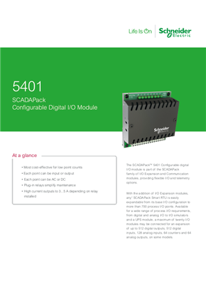 Image of 5401 SCADAPack Digital IO Datasheet Letter