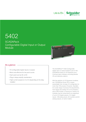 Immagine di 5402 SCADAPack Digital Input Output Datasheet Letter