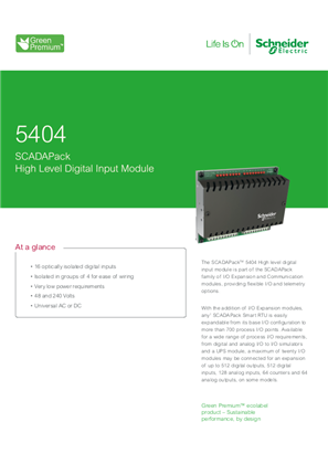Image of 5404 SCADAPack High Level DI Datasheet A4
